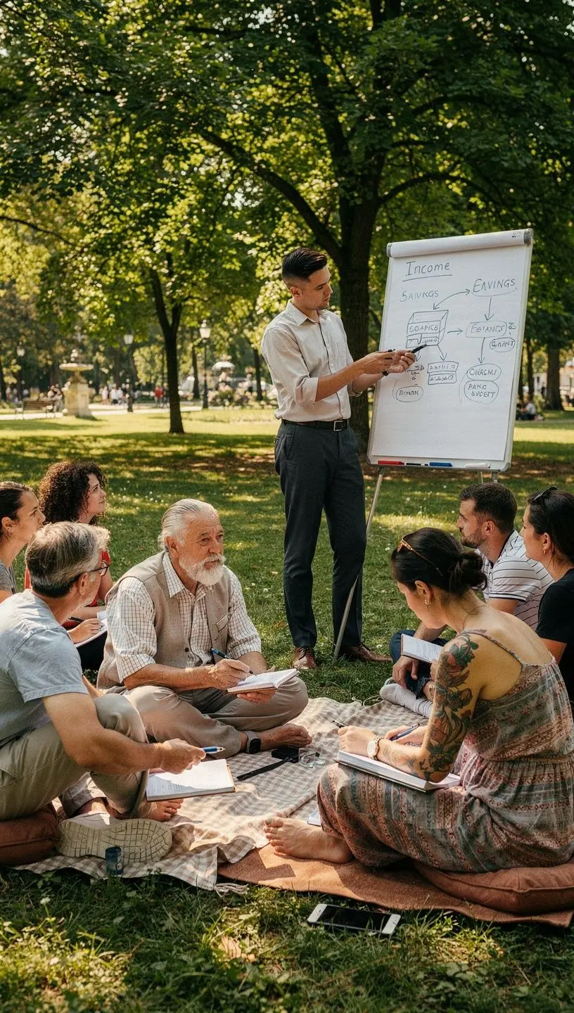 Olvasó kényelmes környezetben tanulmányoz egy pénzügyi oktatókönyvet, amely gyakorlati tanácsokat nyújt a költségvetés készítéséhez.